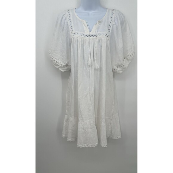 Old Navy Dress Women S White Mini Flutter Sleeve Anglaise Broderie Pockets - Picture 1 of 11
